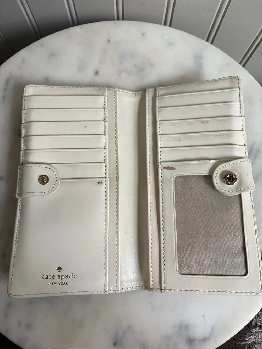 Kate Spade Leather Bifold Wallet Black & Ivory Luxury Designer Classic Preppy NY